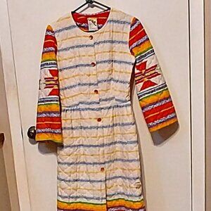 Vintage SearsThe Fashion Place Womans Bathrobe. Long Sleeves Button D Multicolor